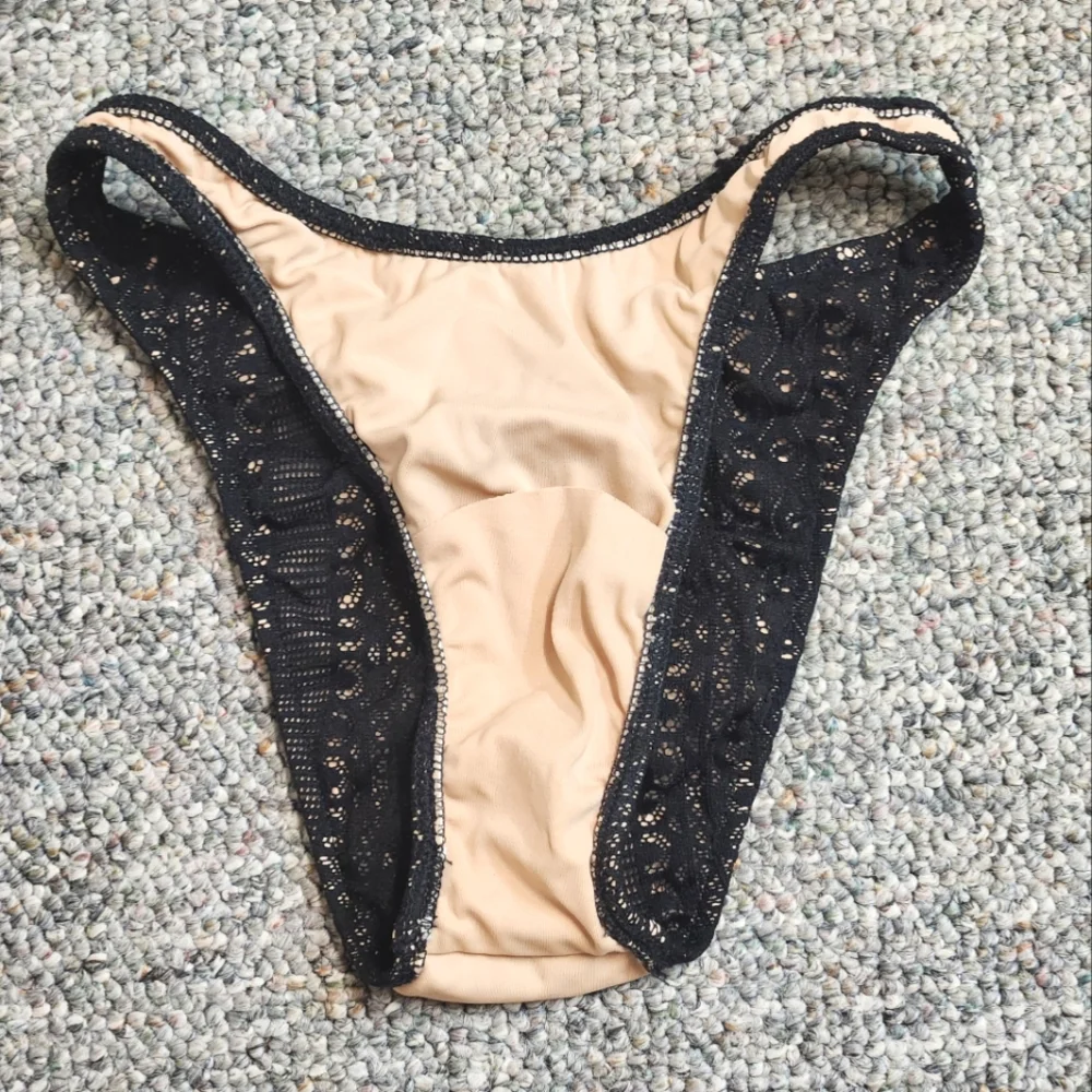 Vtg 90s Venus Swimwear Black Lace High Cut Scoop Bikini Bottom P - Picture 4 of 5